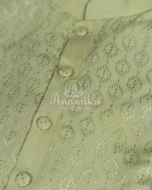 Thread and Sequins work kurta in a gorgeous light Green Color