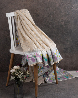 Off White georgette saree with a paithani inspired border
