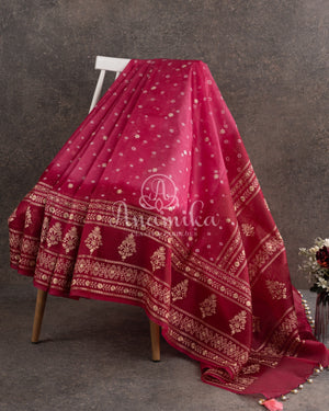 Pink Bandini Chikankari saree on Organza base with a mirror work blouse