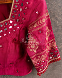 Pink Bandini Chikankari saree on Organza base with a mirror work blouse