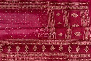 Pink Bandini Chikankari saree on Organza base with a mirror work blouse