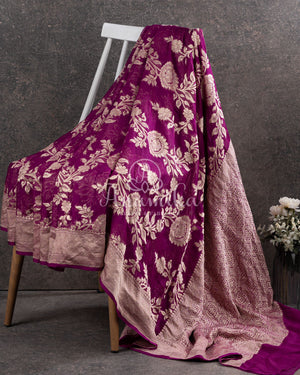 Banarasi Georgette saree in purple with all over jaal design