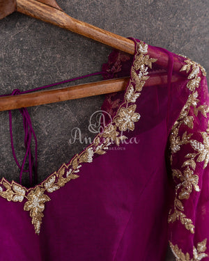Banarasi Georgette saree in purple with all over jaal design