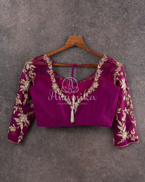 Banarasi Georgette saree in purple with all over jaal design