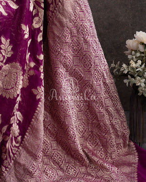 Banarasi Georgette saree in purple with all over jaal design