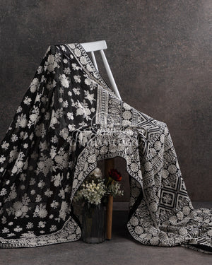 Black/White Chikankari Georgette saree only