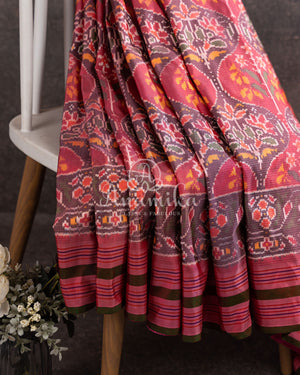 Twill Patola in a beautiful shade of tomato pink