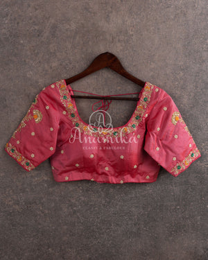 Twill Patola in a beautiful shade of tomato pink