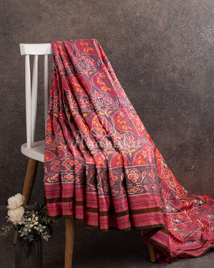 Twill Patola in a beautiful shade of tomato pink