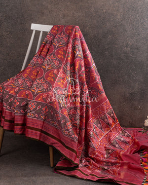 Twill Patola in a beautiful shade of tomato pink