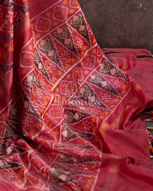 Twill Patola in a beautiful shade of tomato pink