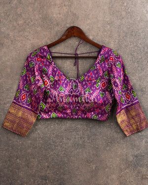 Twill Ikkat Kanchi saree in a pink/purple combination