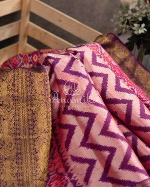 Twill Ikkat Kanchi saree in a pink/purple combination