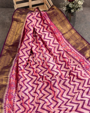 Twill Ikkat Kanchi saree in a pink/purple combination