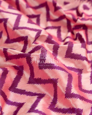 Twill Ikkat Kanchi saree in a pink/purple combination