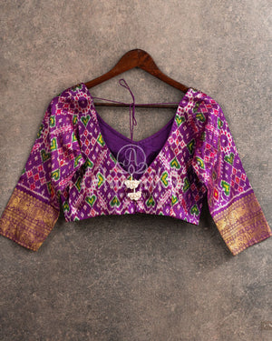 Twill Ikkat Kanchi saree in a pink/purple combination