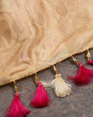 Pure Banarasi Silk Rangkart Saree in multiple hues of pink & orange