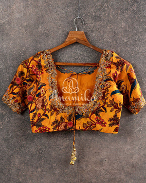 Mustard kalamkari blouse
