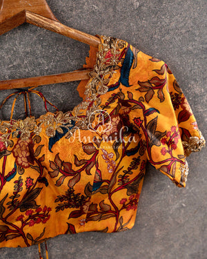 Mustard kalamkari blouse