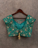 Rama Green blouse with all over zardosi and mirror work.