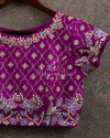 Purplish Pink Short sleeves blouse with all over zardosi and pearl work
