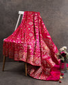 Hot Pink Banarasi Silk Saree with silver and gold zari jaal weaving