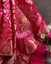 Hot Pink Banarasi Silk Saree with silver and gold zari jaal weaving