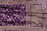 Purple Banarasi Silk Saree with contrast lilac blouse