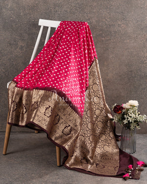 Pink Kanchi Bandini saree with a stunning brown border