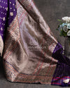 Royale Purple Banarasi Saree paired with a contrast zardosi work blouse