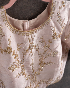 Royale Purple Banarasi Saree paired with a contrast zardosi work blouse