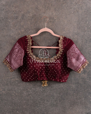 Royal Blue Kanchi Bandini saree with a stunning maroon border