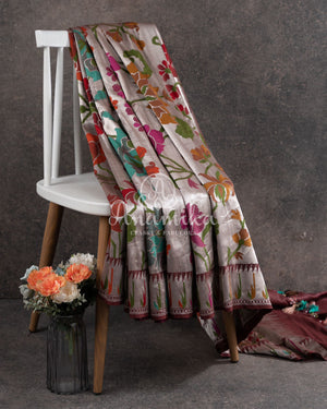 All over Paithani weave on tusser georgette with a heavy work blouse
