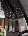 Black Chanderi Saree with stunning silver zari border and pallu