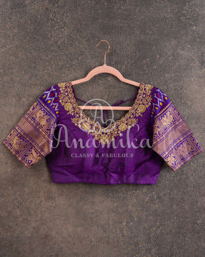 Pink Purple Floral Kanjeevaram Saree