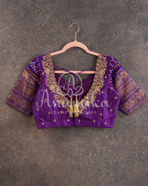 Pink Purple Floral Kanjeevaram Saree