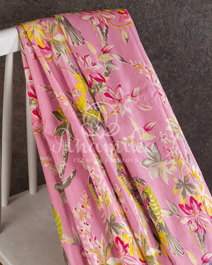 Pink Purple Floral Kanjeevaram Saree