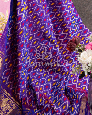 Pink Purple Floral Kanjeevaram Saree