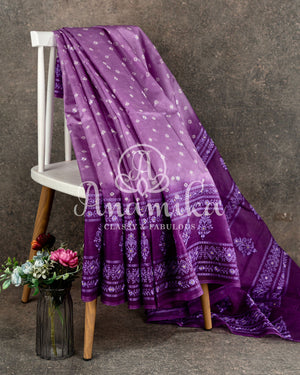 Lavender Organza Bandini with Chikankari Border