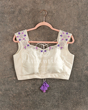 Lavender Organza Bandini with Chikankari Border