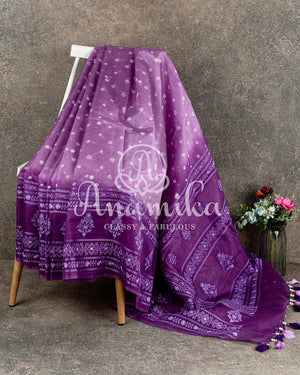 Lavender Organza Bandini with Chikankari Border