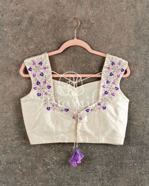 Lavender Organza Bandini with Chikankari Border