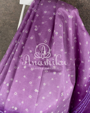 Lavender Organza Bandini with Chikankari Border