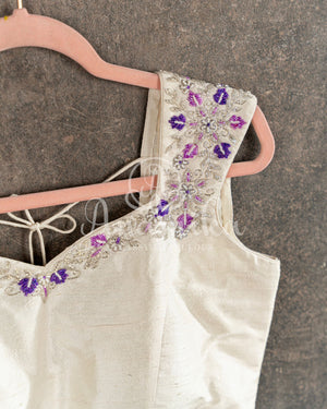 Lavender Organza Bandini with Chikankari Border