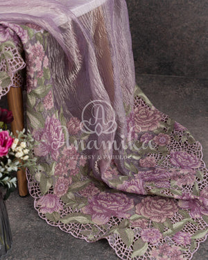Lavender Crushed Kora Tissue Saree