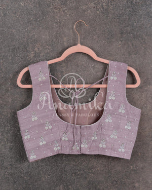 Lavender Crushed Kora Tissue Saree