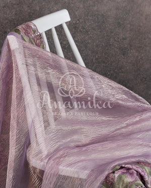 Lavender Crushed Kora Tissue Saree