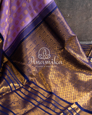 Lavender and Dark Blue Kanjeevaram Saree