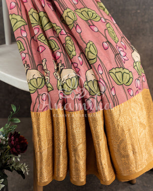 Munga Silk Saree in Pichwai Print