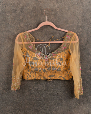 Munga Silk Saree in Pichwai Print